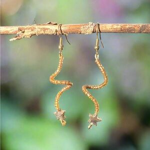 Twisted Gold Star Drop Earrings